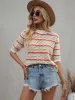 'Zuri' Striped Openwork Half Sleeve Knit Top (6 Colors) sold by Goodnight Macaroon