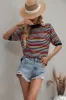 'Zuri' Striped Openwork Half Sleeve Knit Top (6 Colors) sold by Goodnight Macaroon