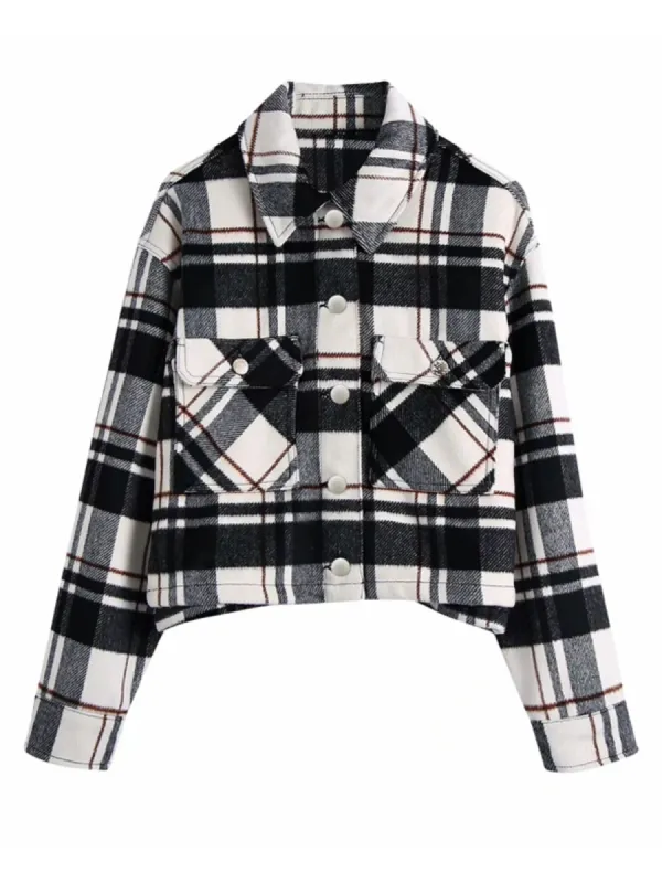 'Zoey' Plaid Button Down Short Jacket made by Goodnight Macaroon