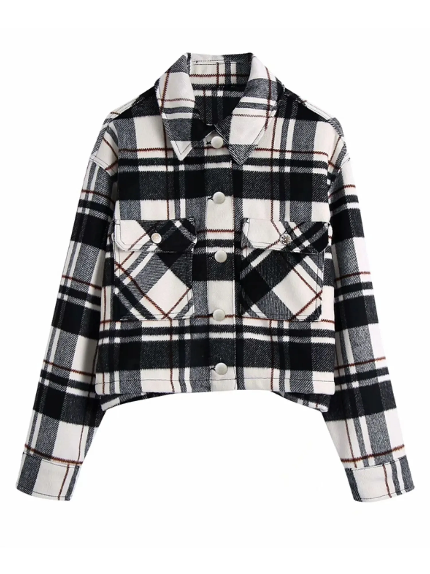 'Zoey' Plaid Button Down Short Jacket sold by Goodnight Macaroon