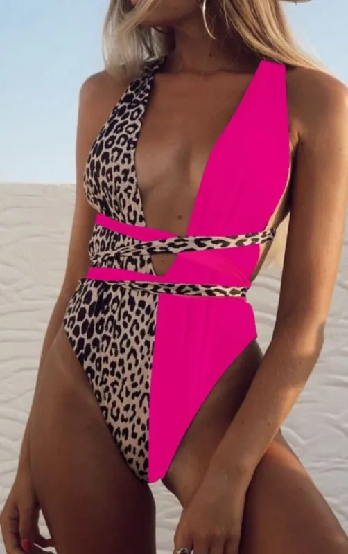 Leopard Print One-Piece Swimsuit #20278 sold by Goodnight Macaroon