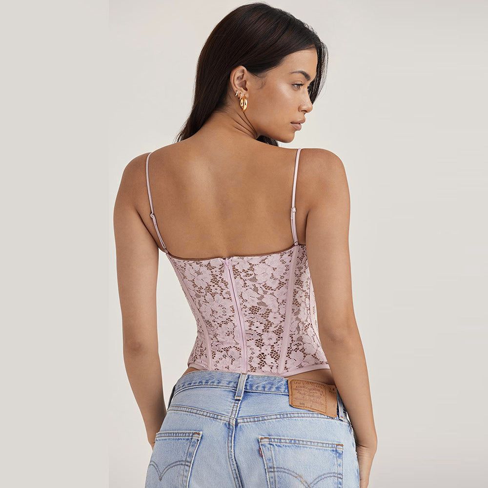 'Lucille' Lace Crop Corset Top #166491 sold by Goodnight Macaroon product image thumbnail 4