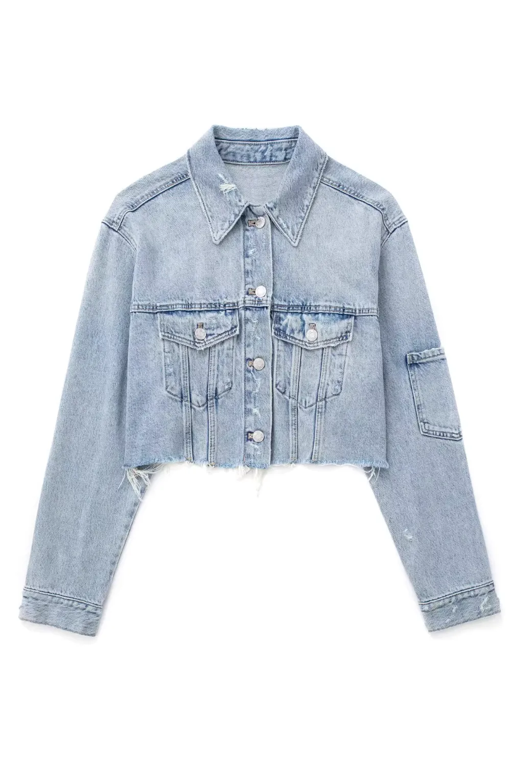 'Thea' Frayed Short Denim Jacket sold by Goodnight Macaroon