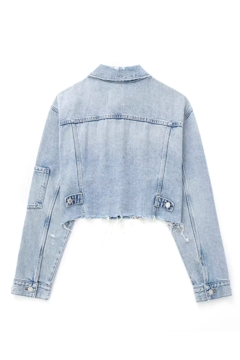 'Thea' Frayed Short Denim Jacket sold by Goodnight Macaroon product image thumbnail 2