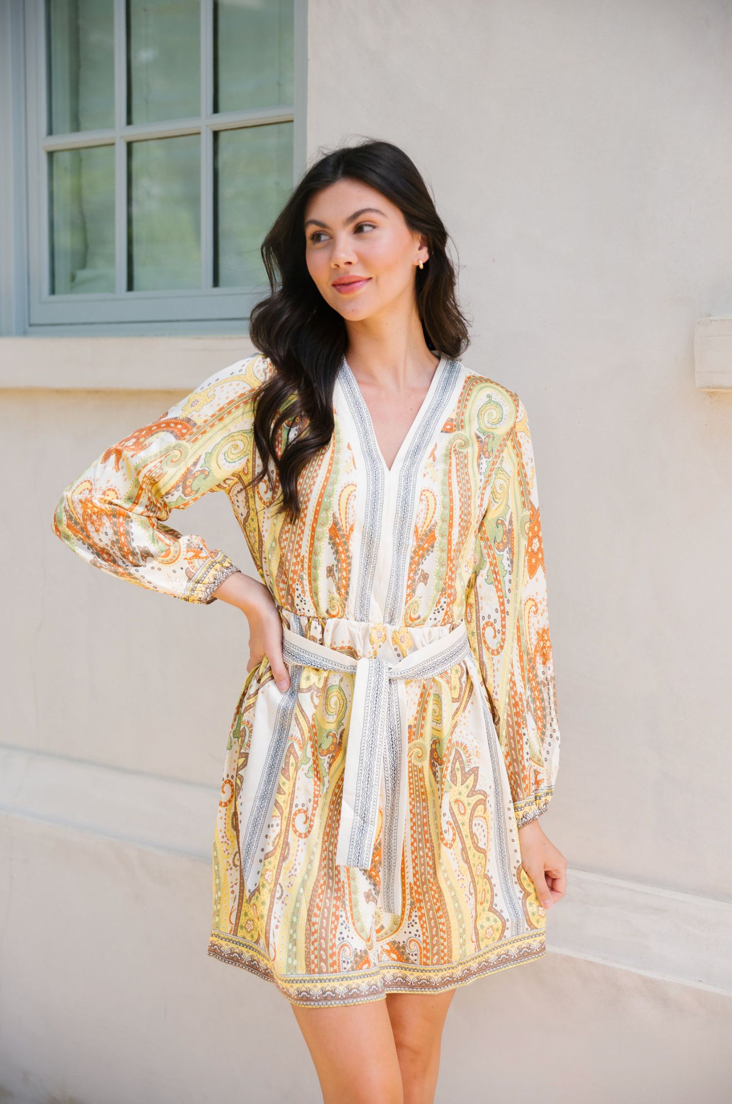 'Becky' Paisley Pattern Belted Dress #133447 sold by Goodnight Macaroon product image thumbnail 2