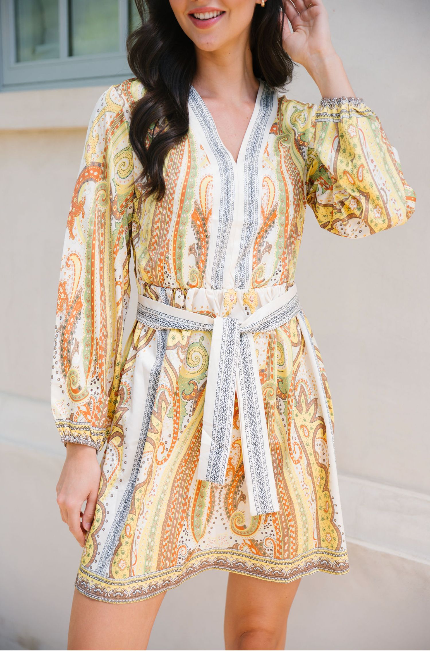 'Becky' Paisley Pattern Belted Dress #133447 sold by Goodnight Macaroon