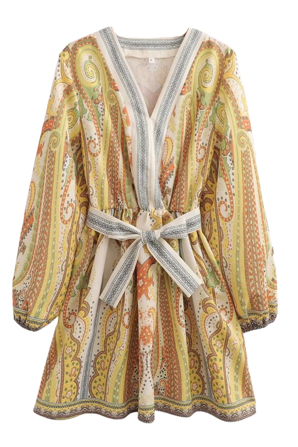 'Becky' Paisley Pattern Belted Dress #133447 sold by Goodnight Macaroon product image thumbnail 4