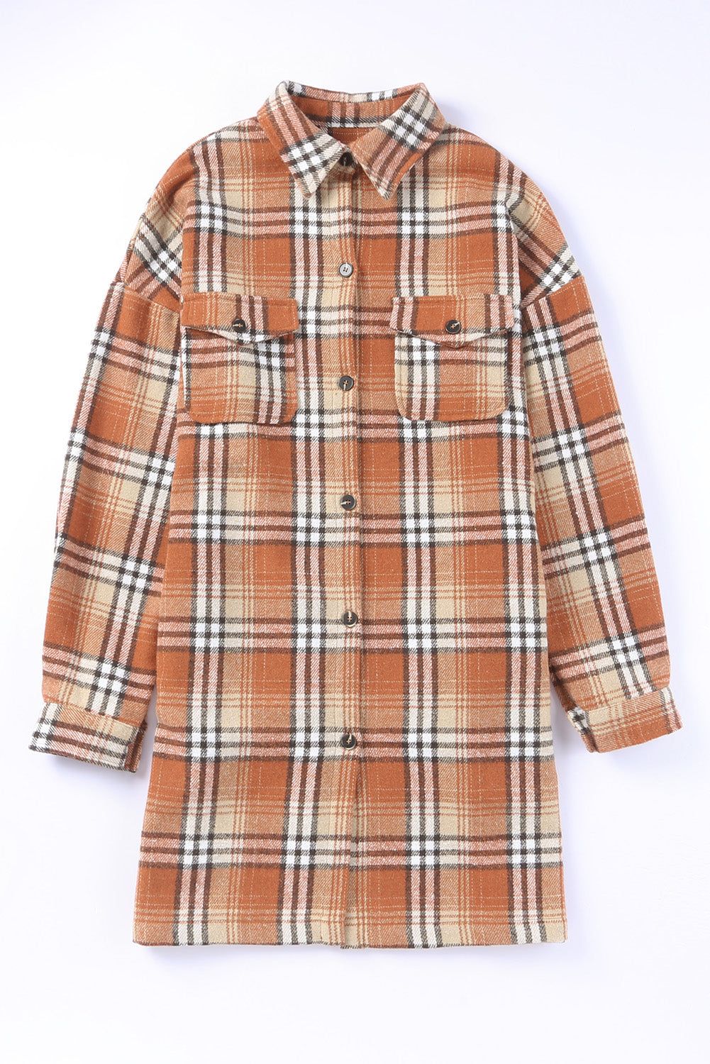 'Winona' Plaid Drop Shoulder Side Slit Shirt Dress sold by Goodnight Macaroon product image thumbnail 6