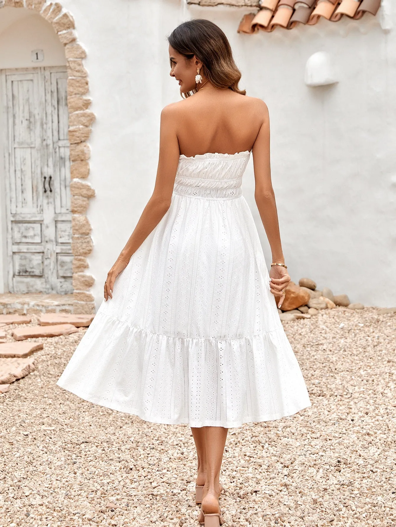 Strapless Embroidery Midi Dress #165151 sold by Goodnight Macaroon product image thumbnail 2