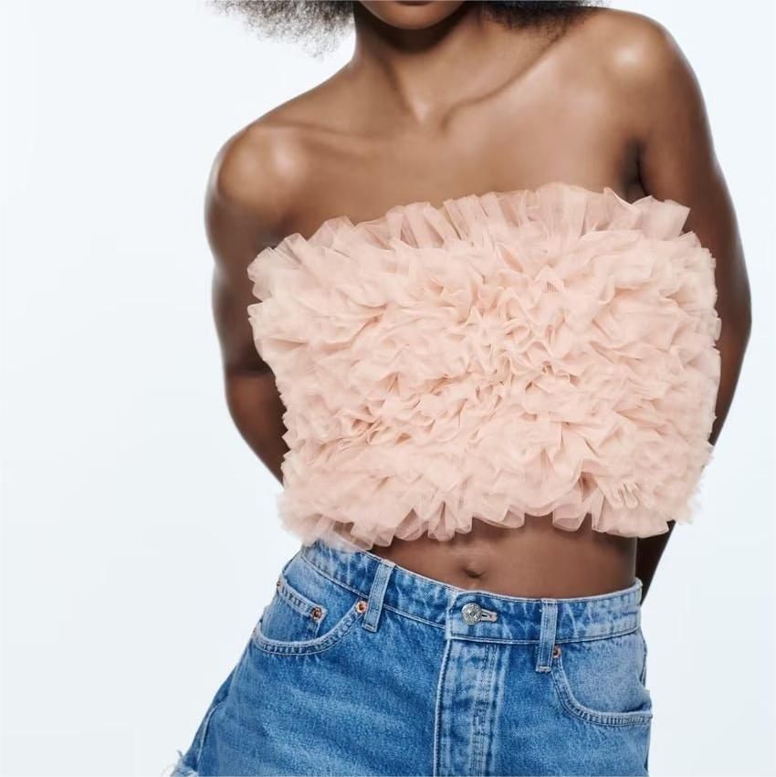 Strapless Tulle Crop Tube Top #159911 sold by Goodnight Macaroon product image thumbnail 4