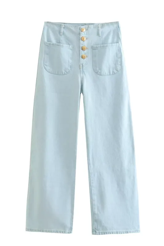 'Barbara' High-Waist Wide-Leg Cropped Jeans (3 Colors) sold by Goodnight Macaroon