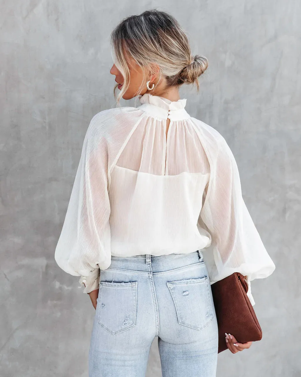 Lantern Sleeve Lace Blouse #144620 sold by Goodnight Macaroon product image thumbnail 4