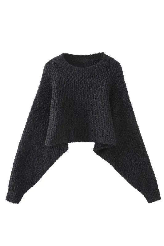'Katherine' Boatneck Popcorn Texture Knitted Short Sweater sold by Goodnight Macaroon