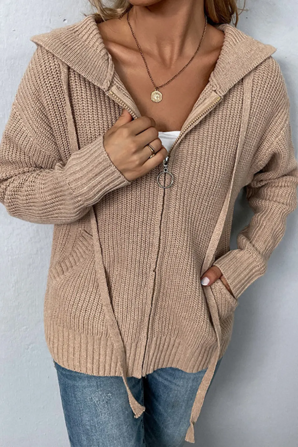 'Kay' Zip-up Hooded Cardigan (4 Colors) sold by Goodnight Macaroon