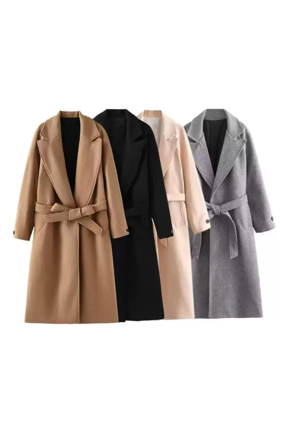 'Jade' Belted Woolen Trench Coat sold by Goodnight Macaroon