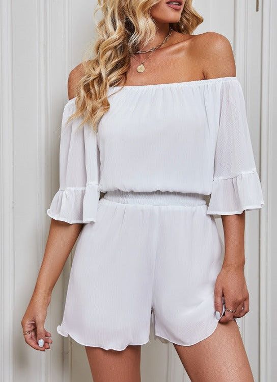 Off Shoulder Bell Sleeved Playsuit Romper #169635 sold by Goodnight Macaroon product image thumbnail 2