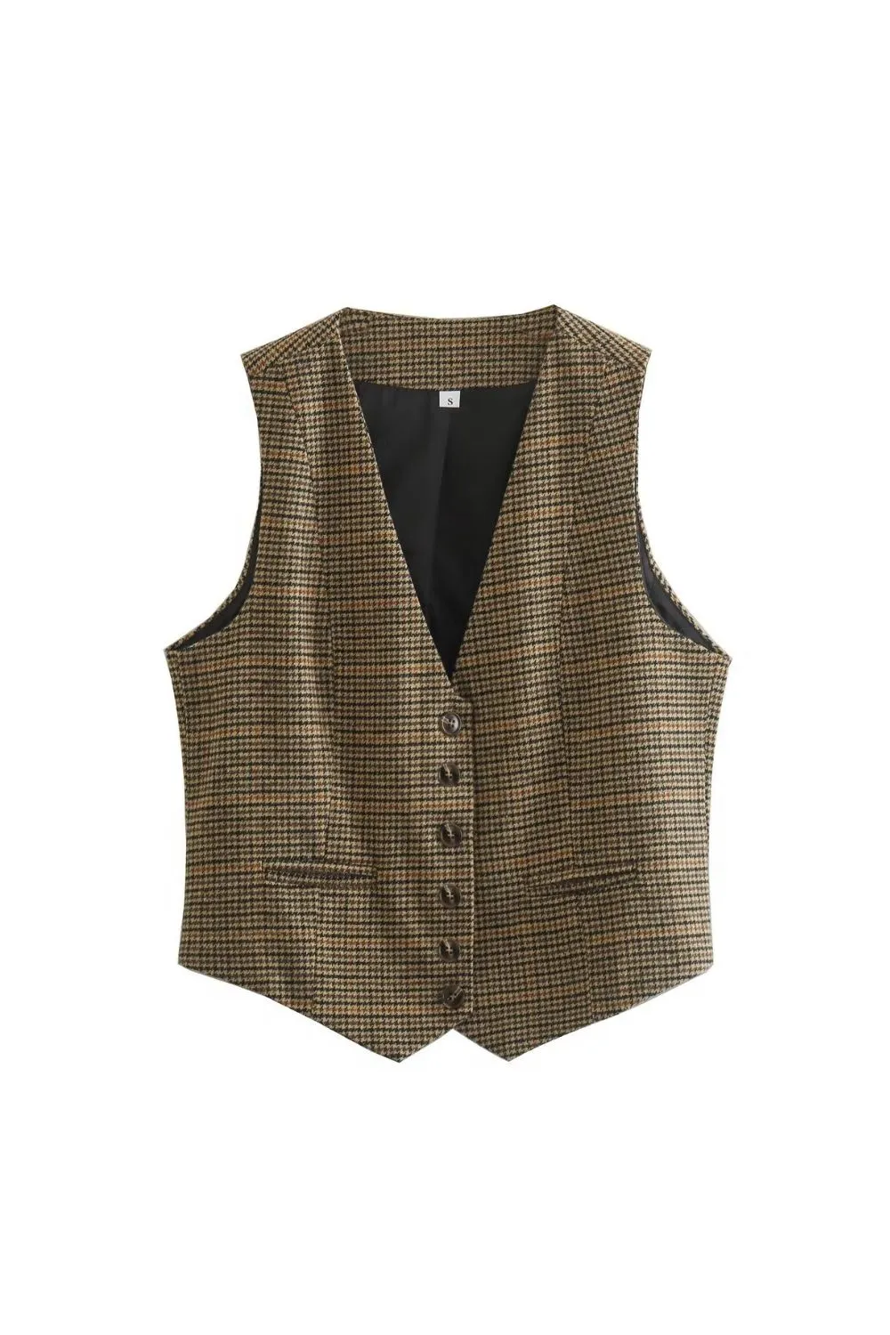‘ Kevin’ V-Neck Houndstooth Sleeveless Vest sold by Goodnight Macaroon