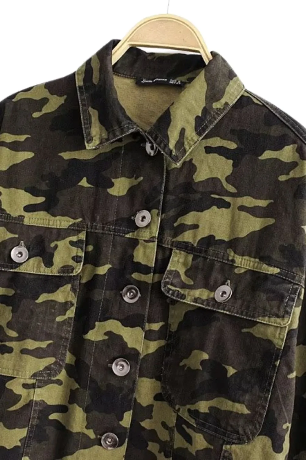 'Ella' Slim-Fit Camouflage Print Denim Jacket sold by Goodnight Macaroon product image thumbnail 3