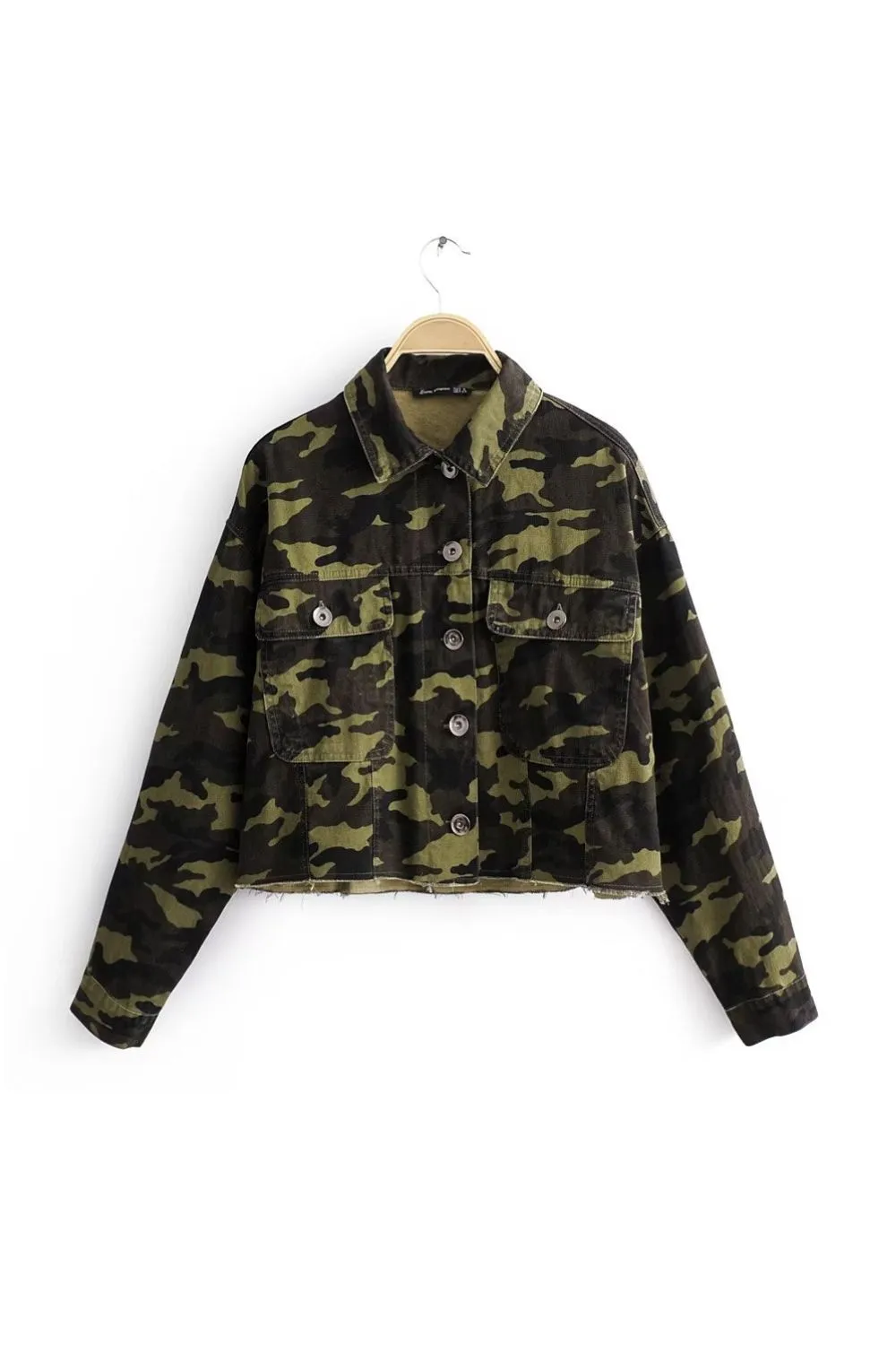 'Ella' Slim-Fit Camouflage Print Denim Jacket sold by Goodnight Macaroon