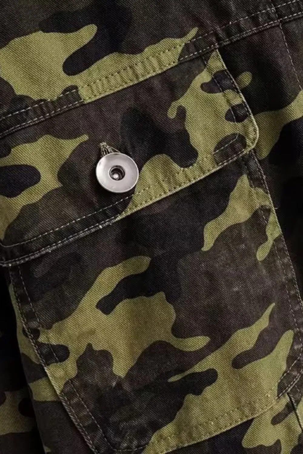 'Ella' Slim-Fit Camouflage Print Denim Jacket sold by Goodnight Macaroon product image thumbnail 4