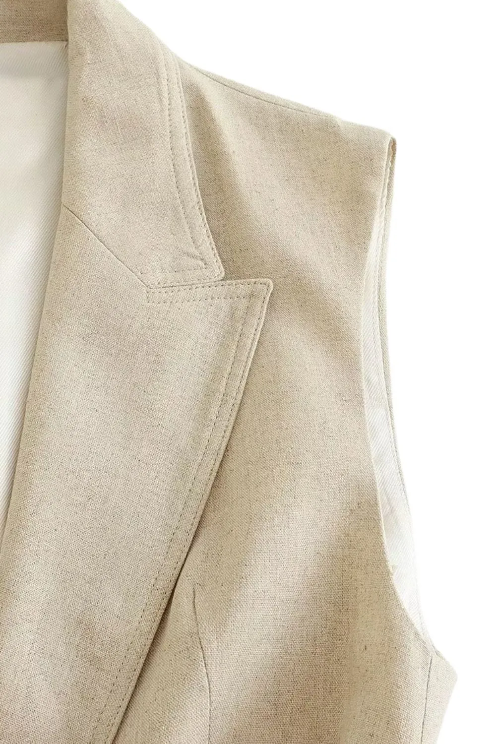 'Olivia' Linen Blend Belted Mid-Length Vest sold by Goodnight Macaroon product image thumbnail 4