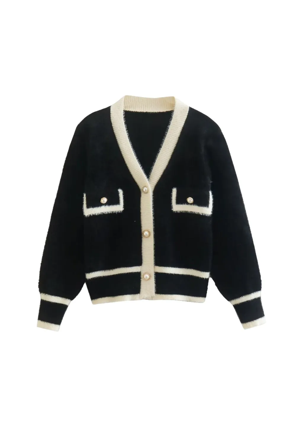 'Mia' Color-Block Faux Mink Knit Jacket sold by Goodnight Macaroon