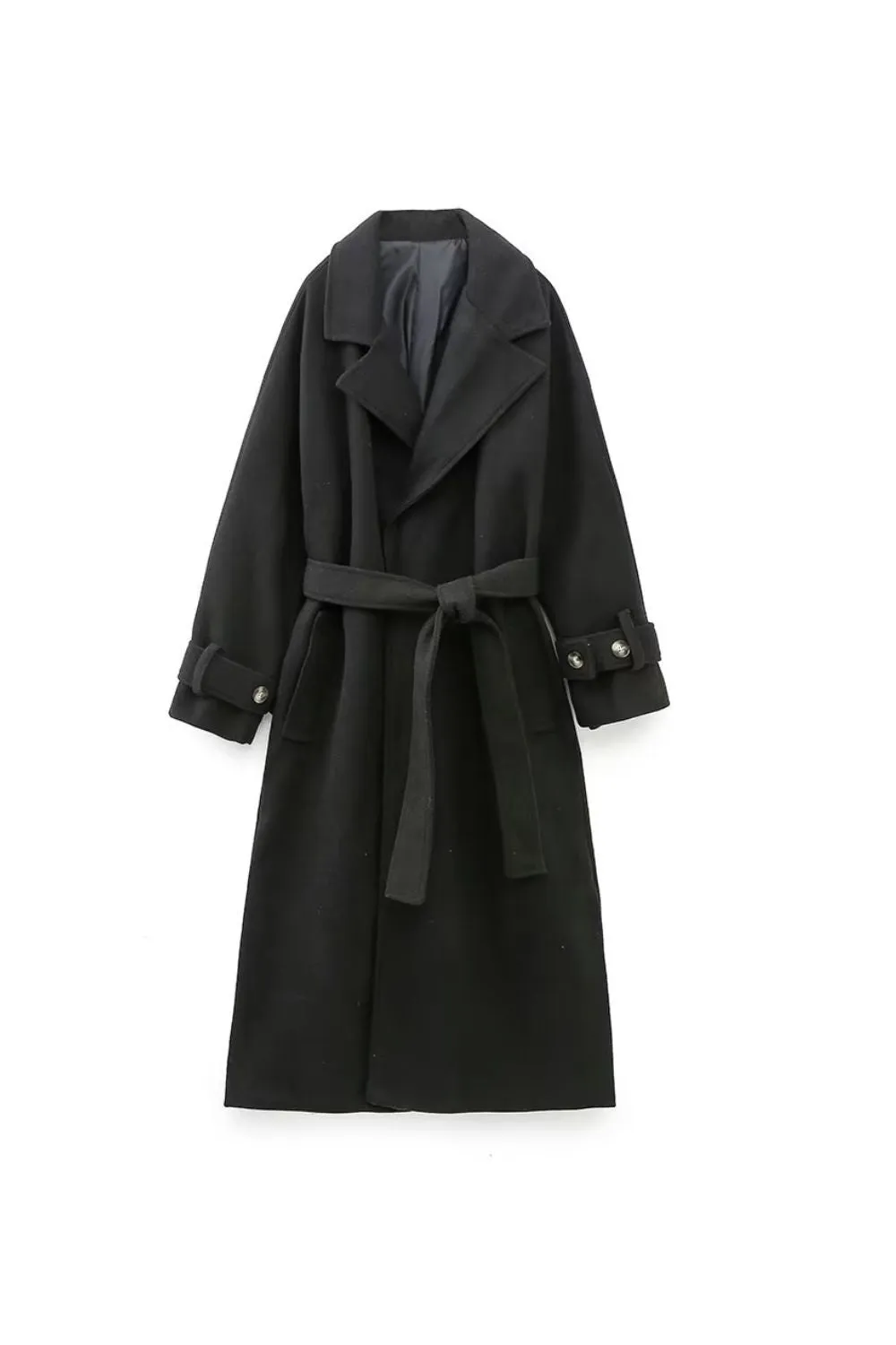 'Madison' Elegant Belted Long Coat sold by Goodnight Macaroon product image thumbnail 3