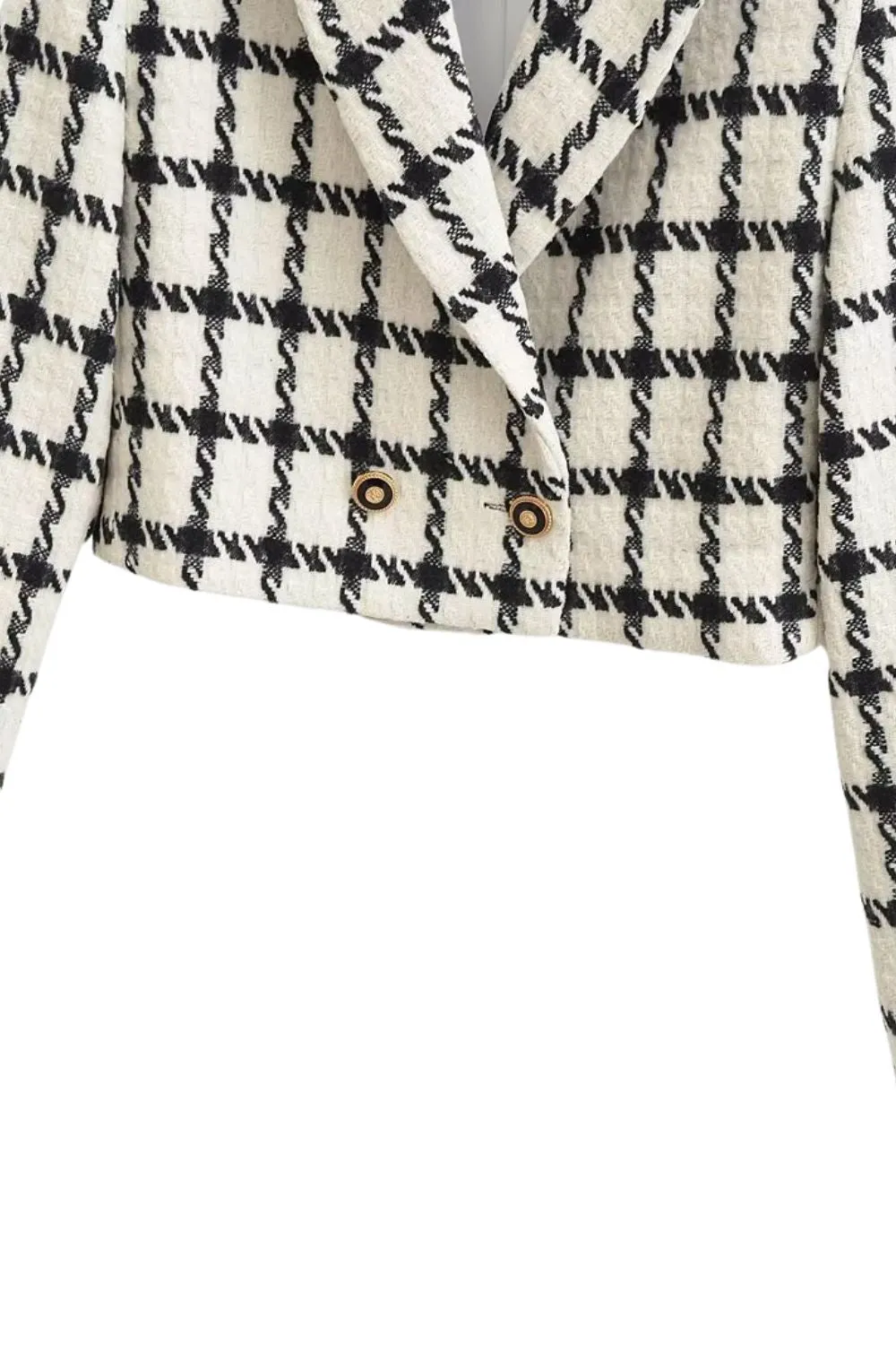 'Sophia' Vintage Plaid Tweed Slim Blazer Jacket sold by Goodnight Macaroon product image thumbnail 4