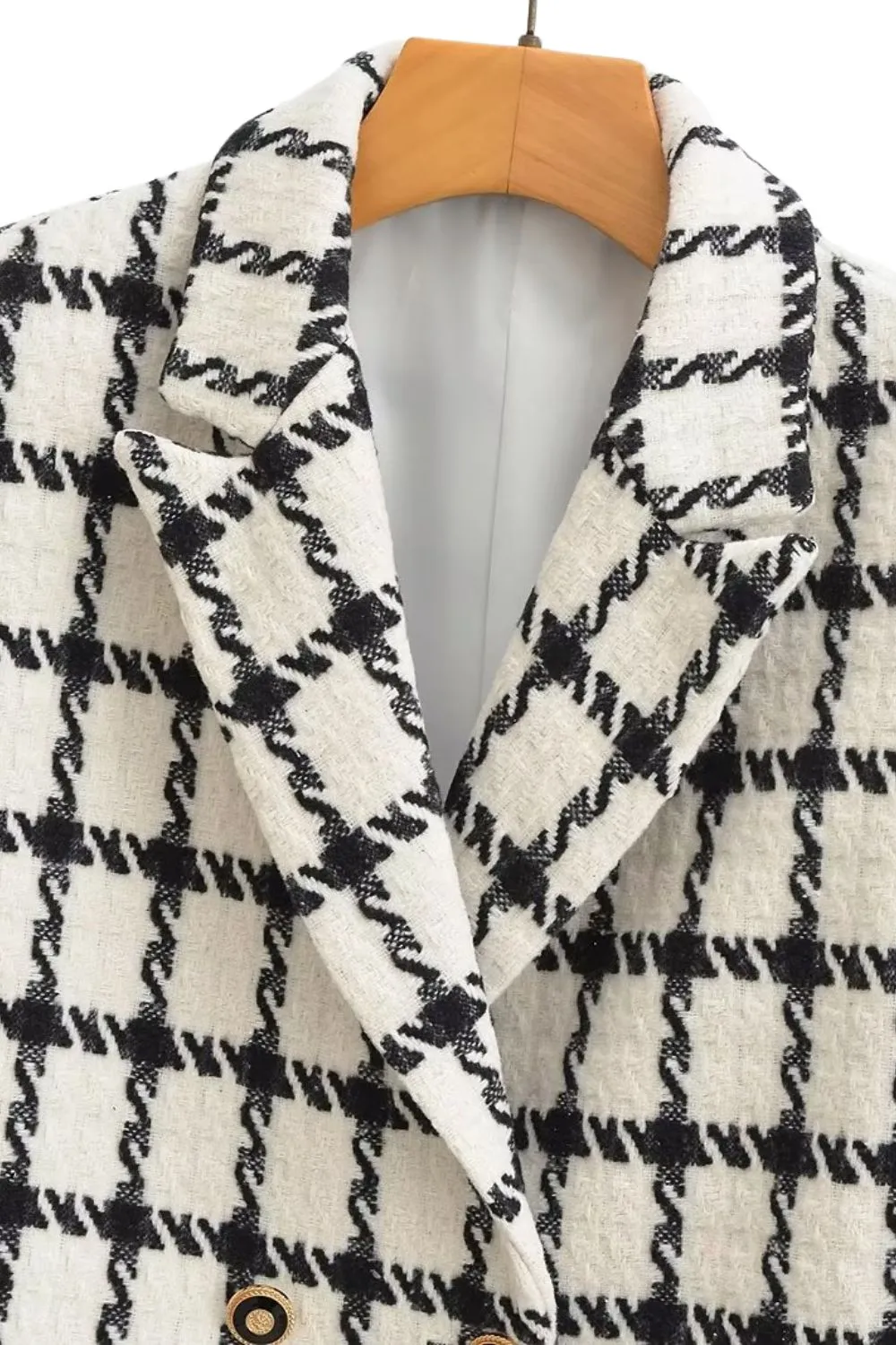 'Sophia' Vintage Plaid Tweed Slim Blazer Jacket sold by Goodnight Macaroon product image thumbnail 3