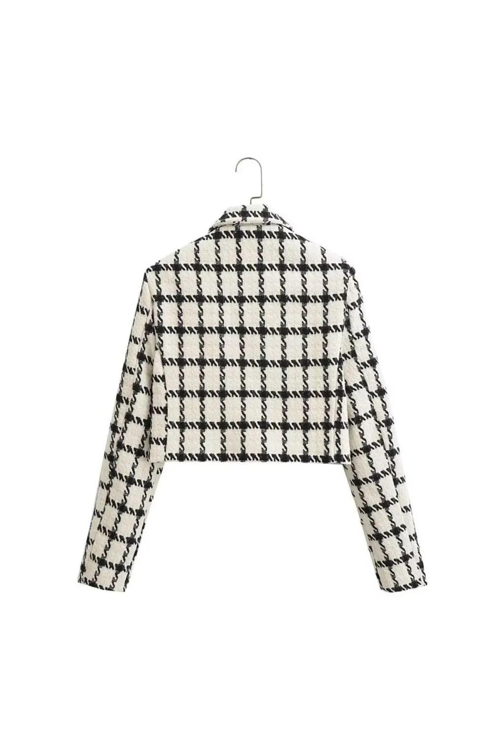 'Sophia' Vintage Plaid Tweed Slim Blazer Jacket sold by Goodnight Macaroon product image thumbnail 2