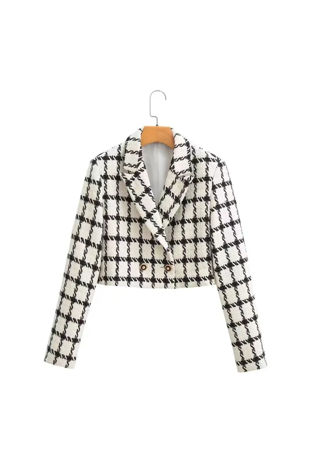 'Sophia' Vintage Plaid Tweed Slim Blazer Jacket sold by Goodnight Macaroon