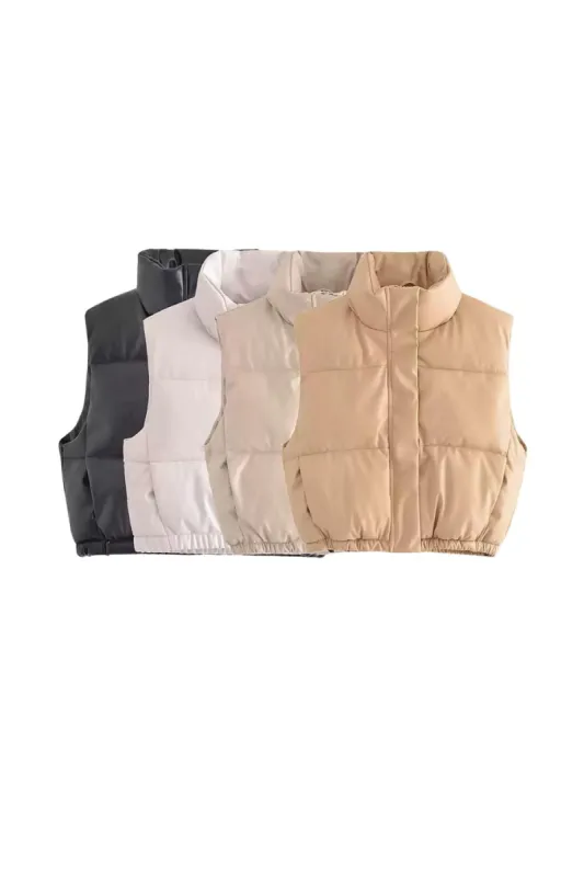 ' Max' Faux Leather Puffer Vest sold by Goodnight Macaroon