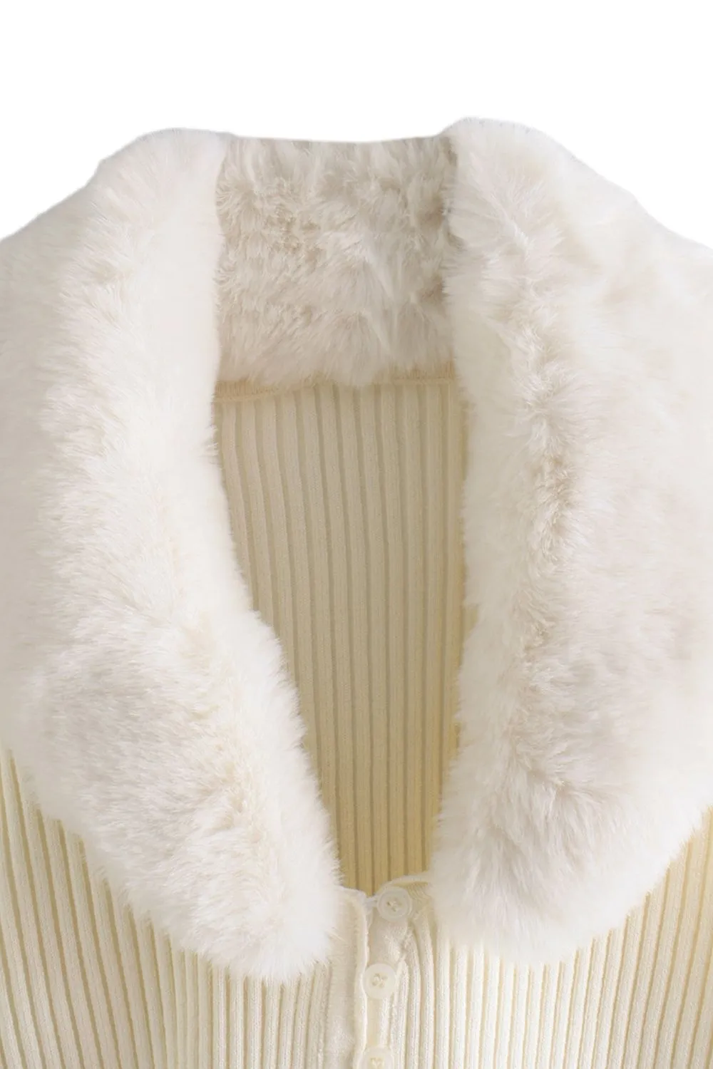 'Carson' Slim-Fit Faux Fur Collar Open-Front Knit Sweater sold by Goodnight Macaroon product image thumbnail 4