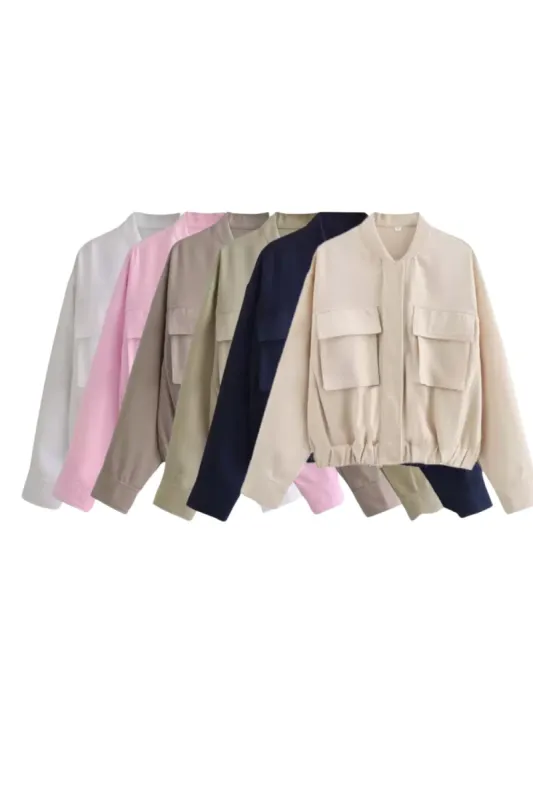 'Aubrey' Cropped Linen-Cotton Blend Jacket sold by Goodnight Macaroon