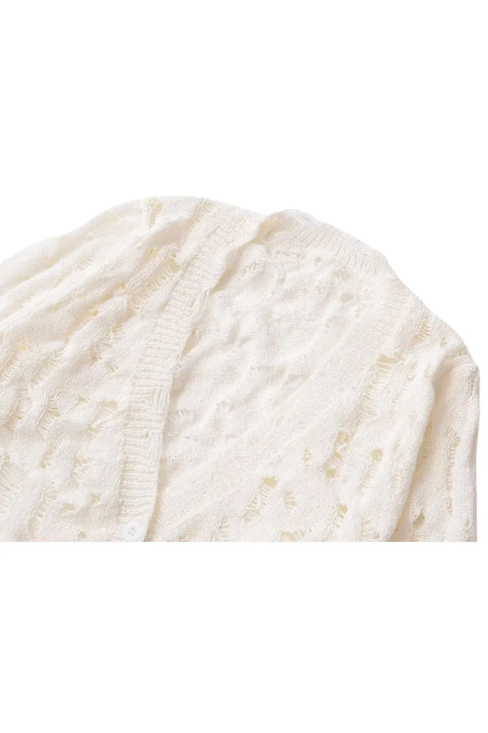 'Lily' Ripped-Detail Cropped Knit Jacket sold by Goodnight Macaroon product image thumbnail 3