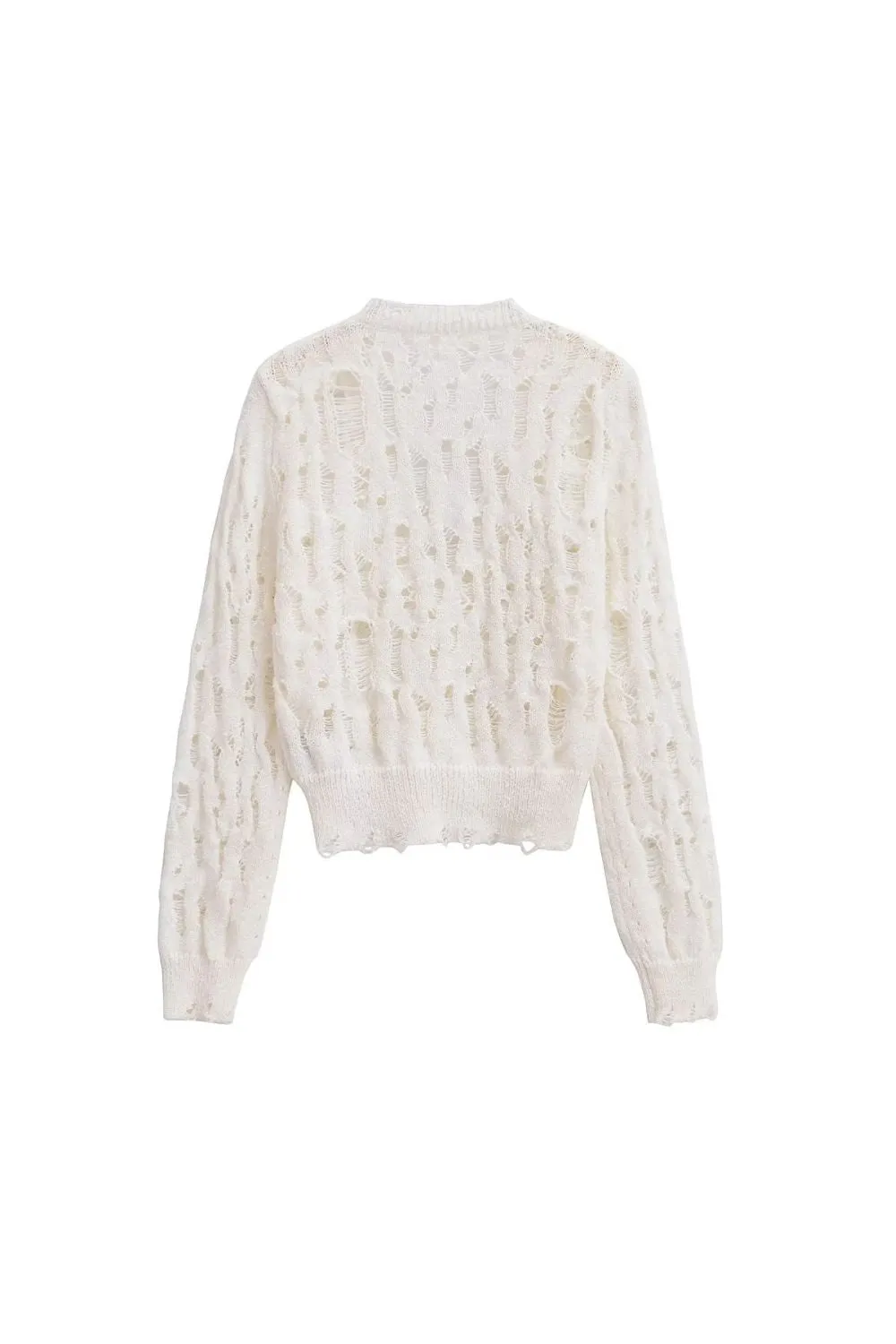 'Lily' Ripped-Detail Cropped Knit Jacket sold by Goodnight Macaroon product image thumbnail 2