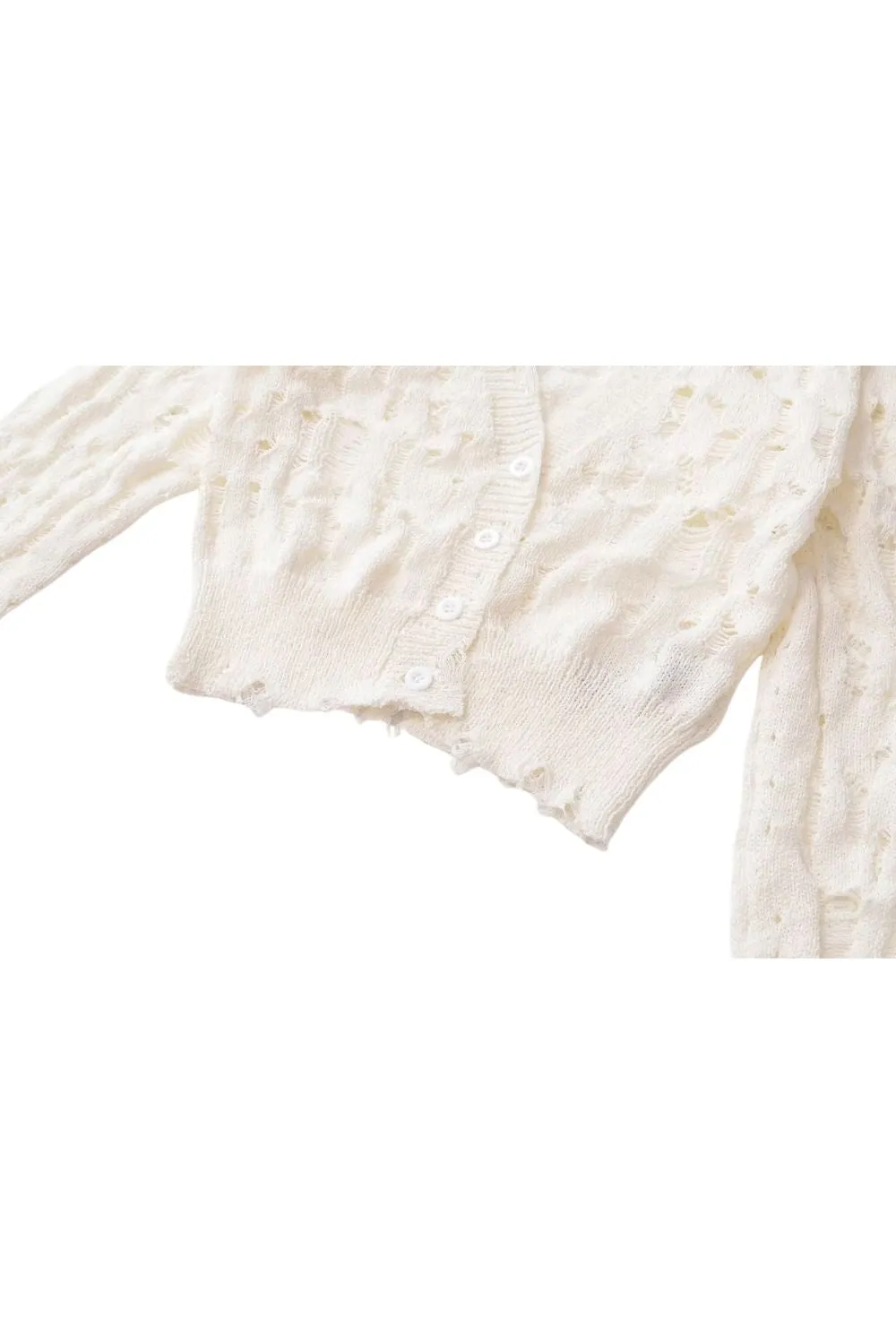 'Lily' Ripped-Detail Cropped Knit Jacket sold by Goodnight Macaroon product image thumbnail 4