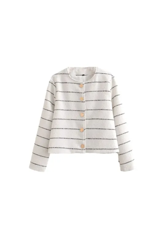 'Lulu' Round-Neck Floral Tweed Jacket sold by Goodnight Macaroon