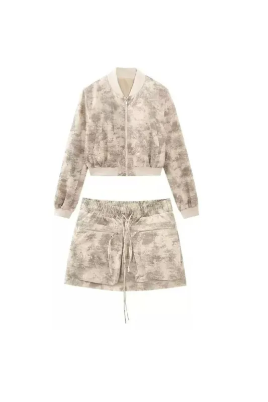 'Zoe' Printed Short Bomber Jacket & Mini Skirt (Sold Separately) sold by Goodnight Macaroon