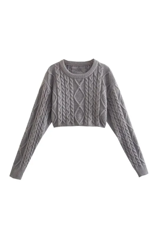'Galina' Argyle Round Neck Long Sleeve Knit Sweater sold by Goodnight Macaroon