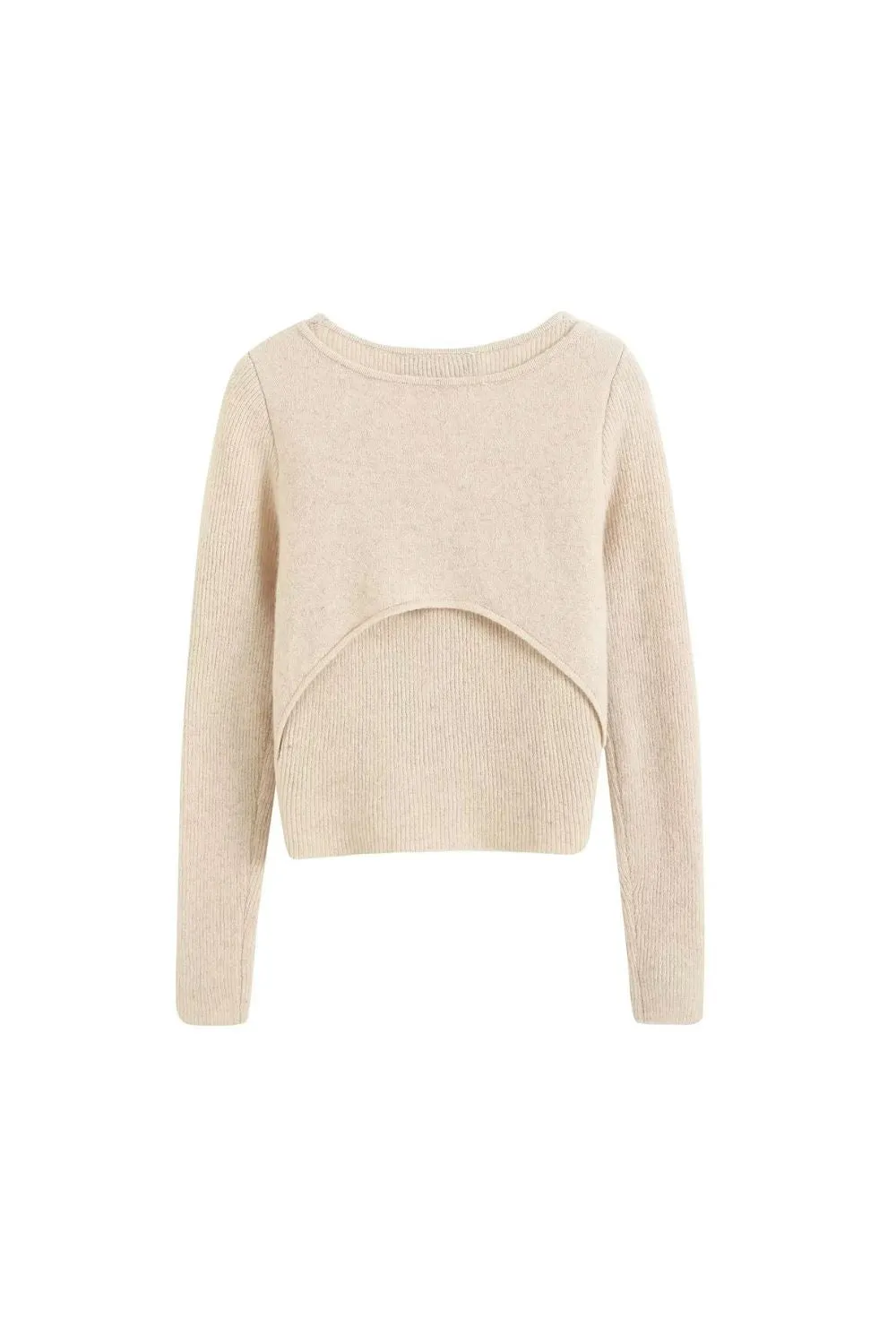 'Elena'Irregular Two-Tone Buttoned Knit Top sold by Goodnight Macaroon product image thumbnail 2