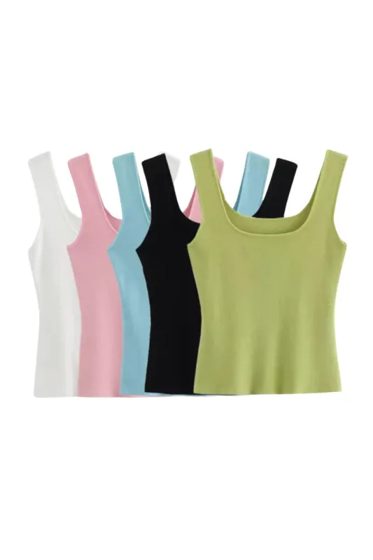 'Yana' Linen Knit Tank Strap Top (5 Color) sold by Goodnight Macaroon