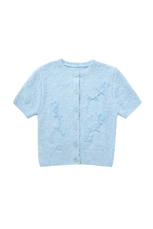 'Yevgeniya' Embroidered Short-Sleeve Knit Cardigan sold by Goodnight Macaroon