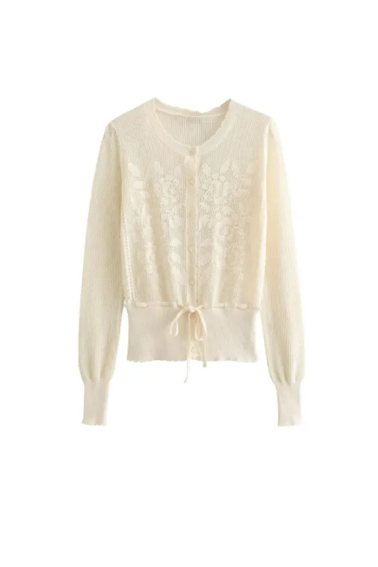 'Zhanna' Jacquard Mesh Knit Jacket sold by Goodnight Macaroon