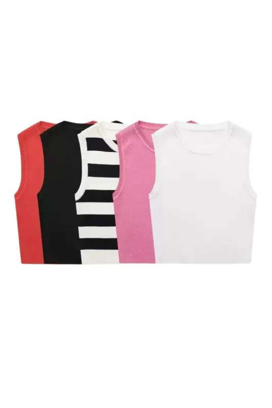 ‘Niamh’ Basic Sleeveless Knit Crop Top made by Goodnight Macaroon