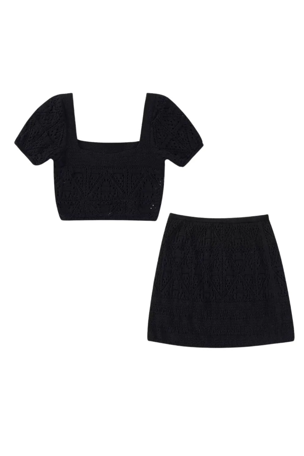‘Rebecca’ Square-Neck Knit Top & Mini Skirt Set (Sold Separately) sold by Goodnight Macaroon