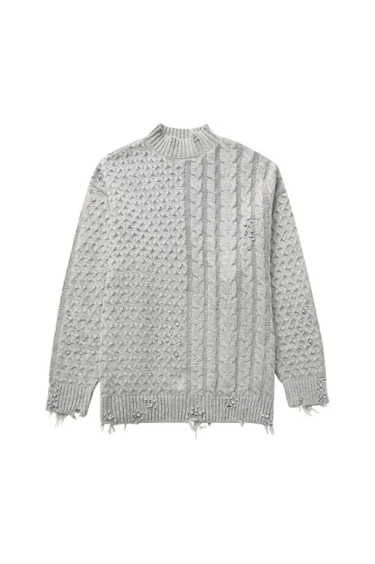 'Zemfira' Studded Distressed Knit Sweater sold by Goodnight Macaroon