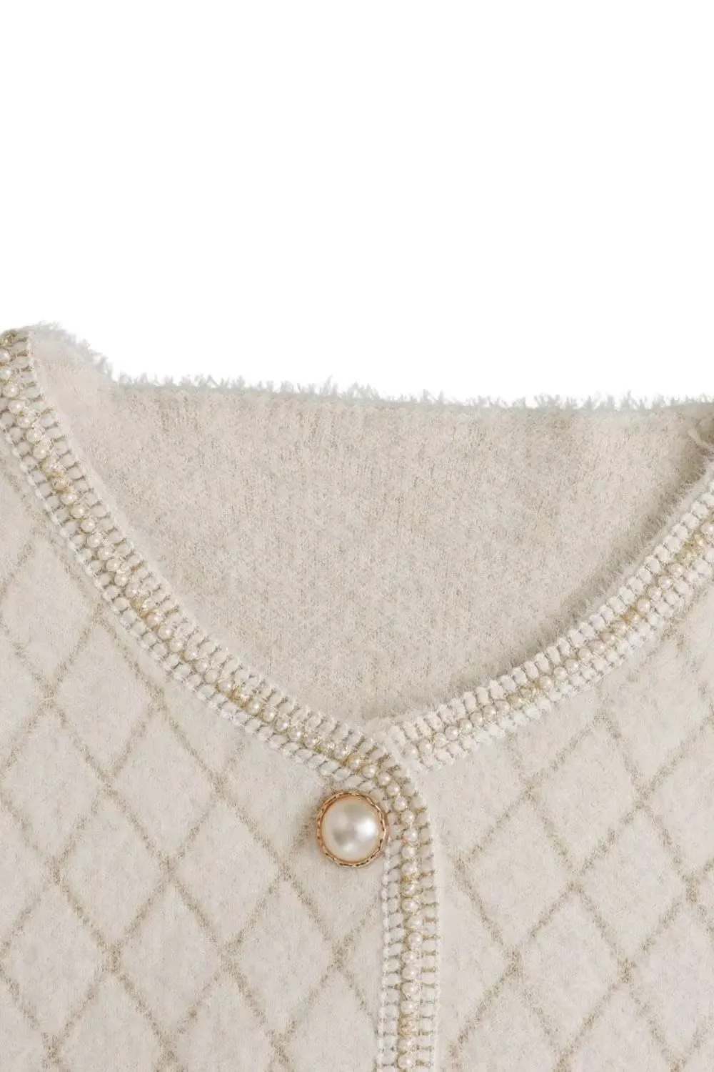 'Yuliya' Metallic Trim Diamond Knit Sweater sold by Goodnight Macaroon product image thumbnail 3