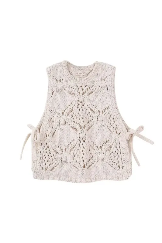 ‘Marina’ Cropped Round Neck Sleeveless Knit Top sold by Goodnight Macaroon