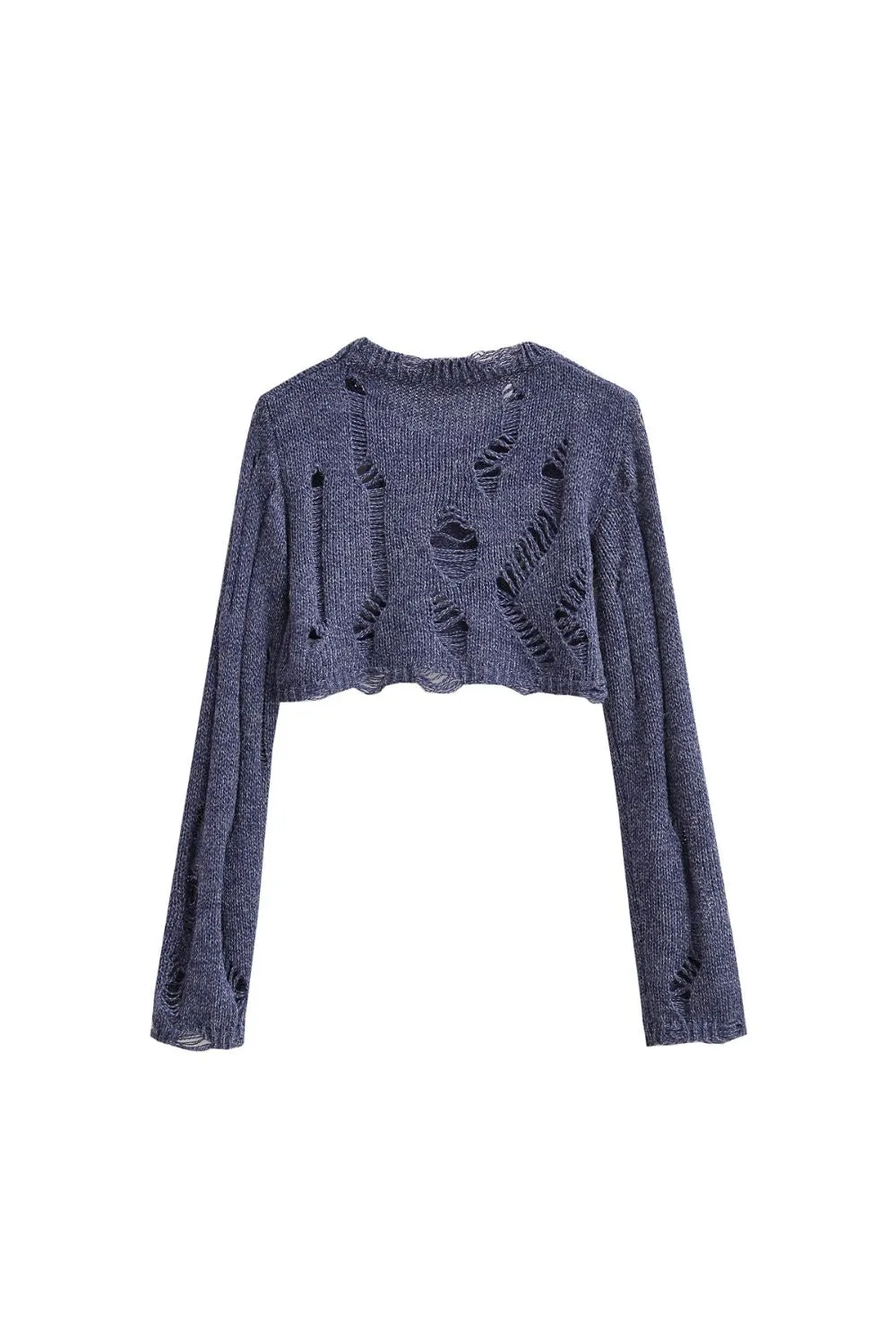 'Tatyana' Cropped Ripped Long Sleeve Knitted Tops sold by Goodnight Macaroon product image thumbnail 2